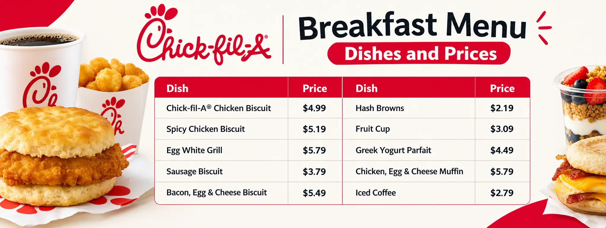 Chick Fil a Breakfast Menu
