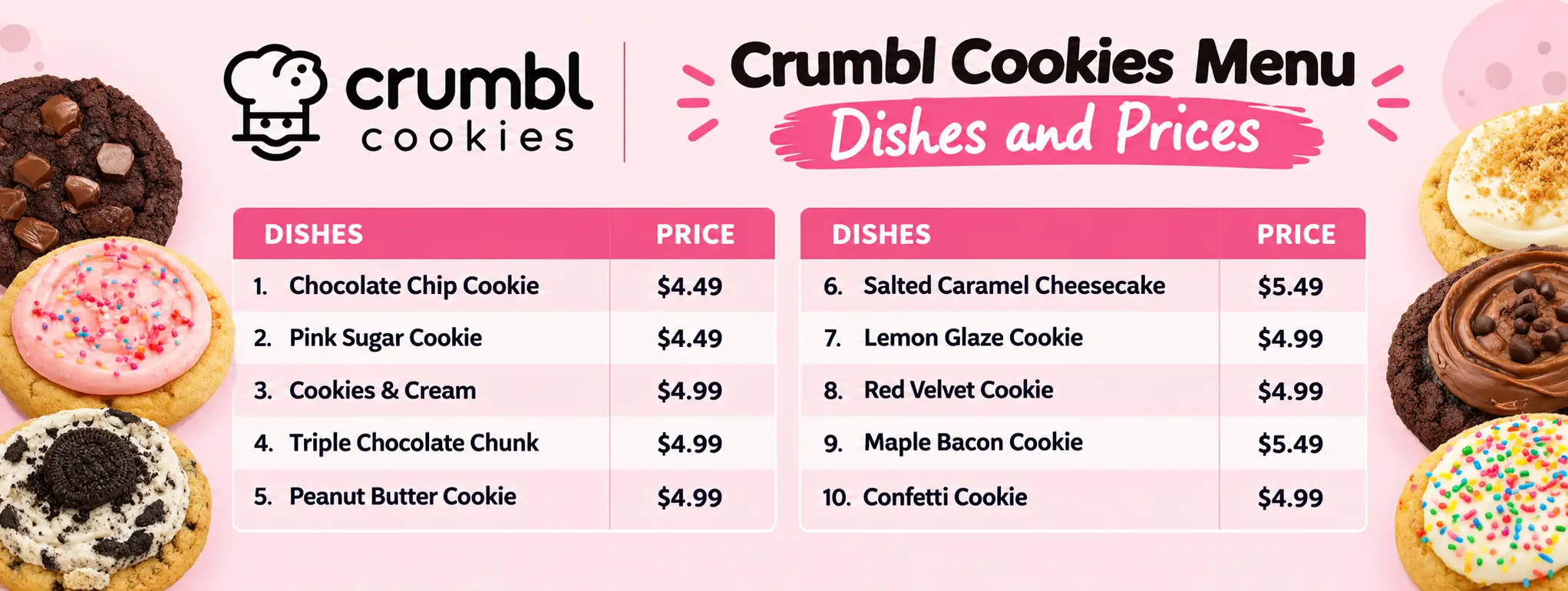 Crumbl Cookies Menu